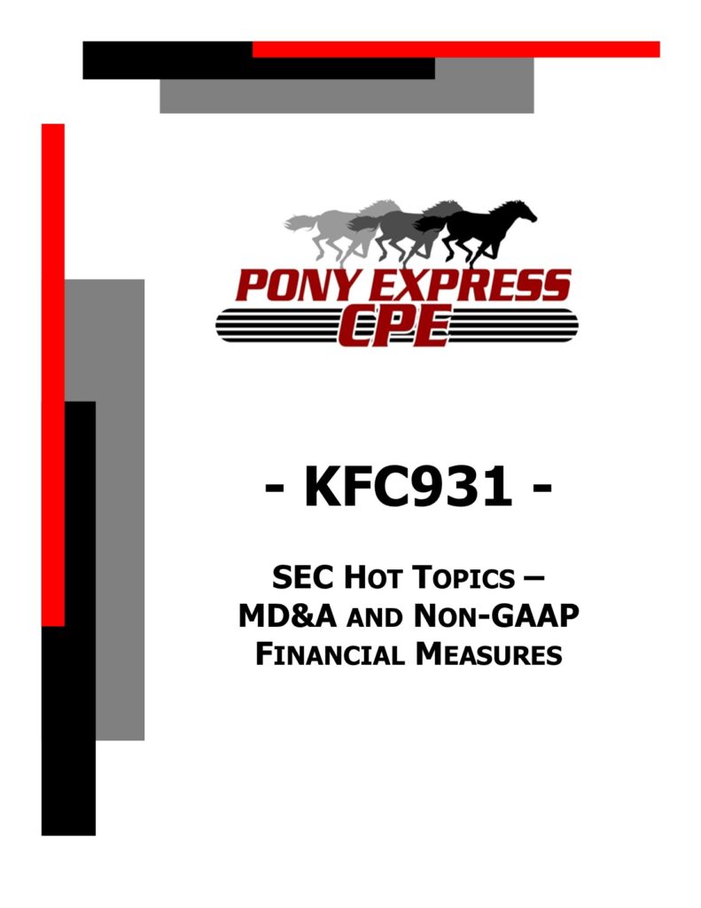 KFC931 SEC Hot Topics MD&A and NonGAAP Financial Measures Pony